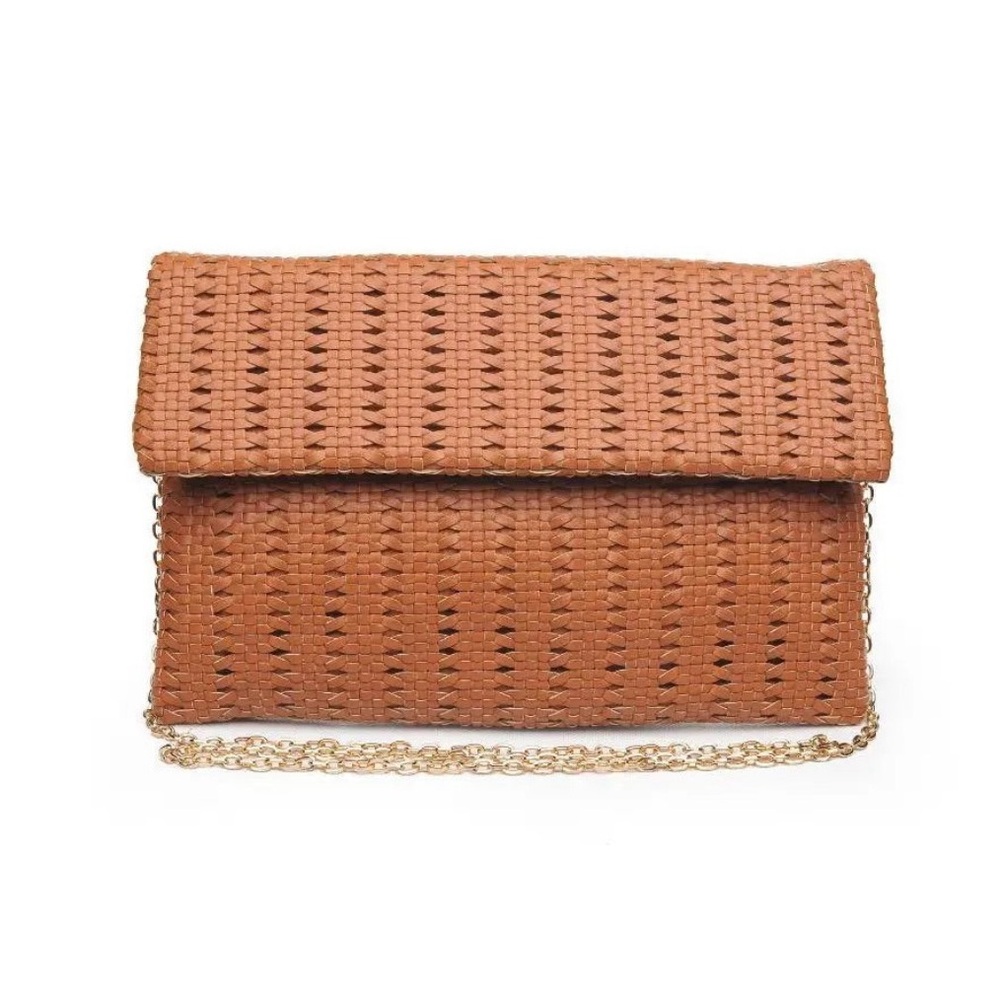 Elegant Tan Woven Clutch